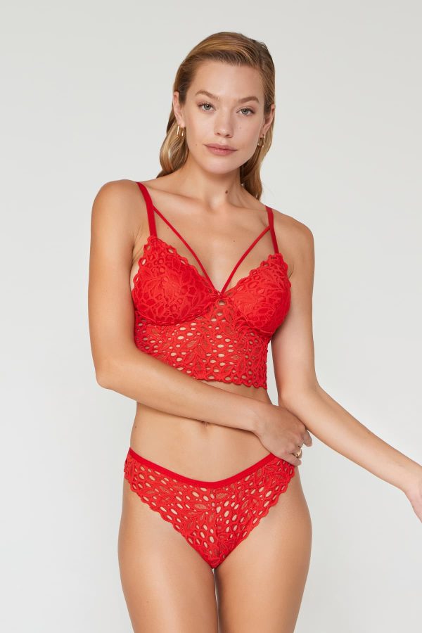 Bralette With Brazilian Panties Red