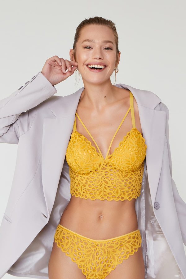 Bralette With Brazil Panty Yellow