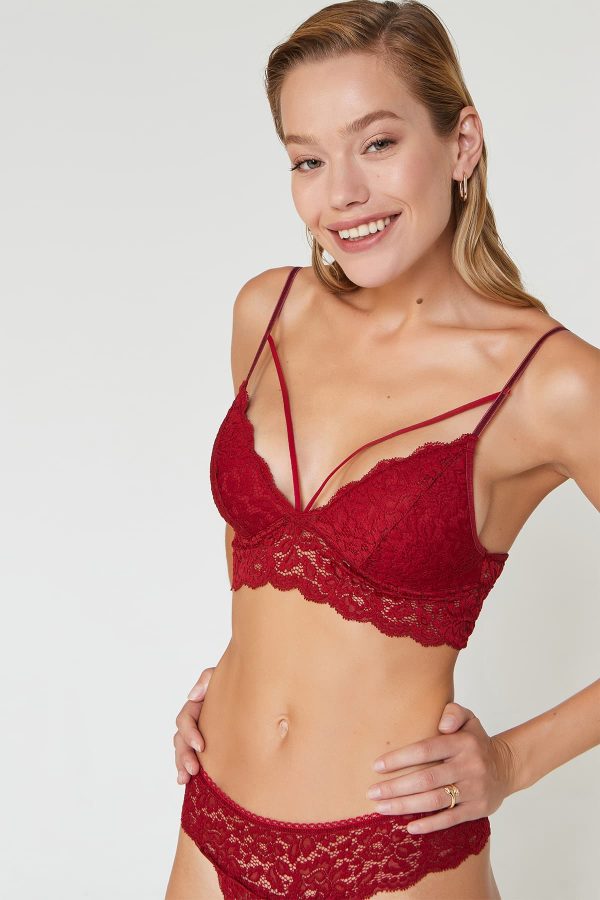 Bralette Lace with Brazil Panty Red